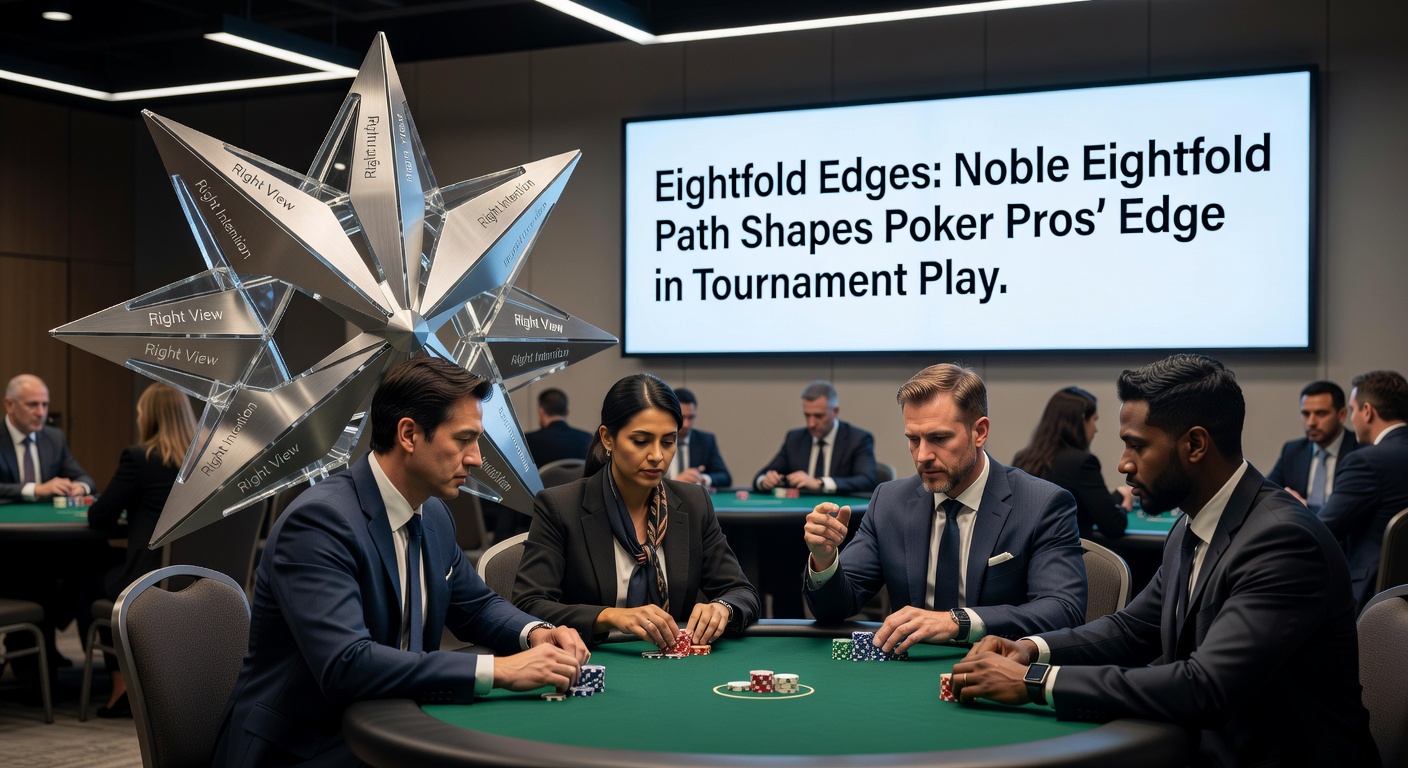 Close-up of a poker pro in meditation pose, cards and chips nearby, symbolizing mental preparation