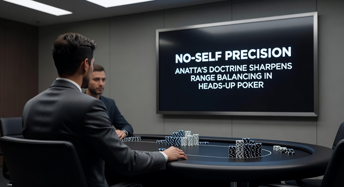 Close-up of meditation practice transitioning to poker table analysis, highlighting mental shift from self-clinging to precise range charting